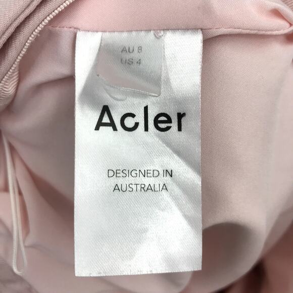 Acler Lynn Mini Skirt 4 High Waist Button Front Flap Pockets A-Line Pink - Picture 3 of 10